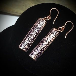 Animal Print Hammered Copper Leopard Earrings